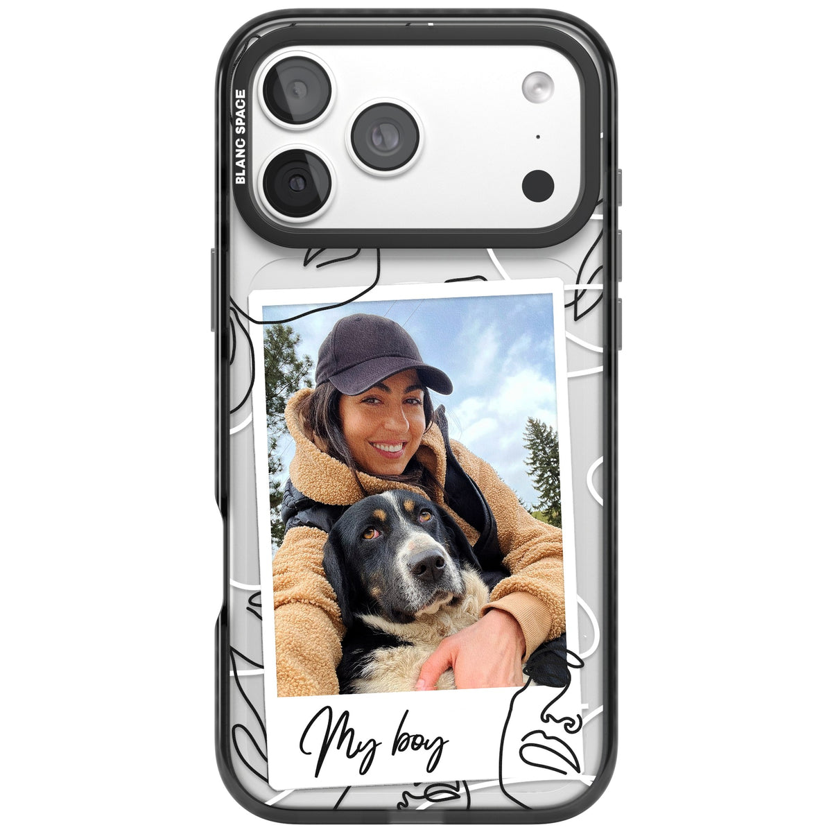 Personalised Abstract Faces Instant Photo iPhone 18 Pro Max Impact Pro Black Phone Case front