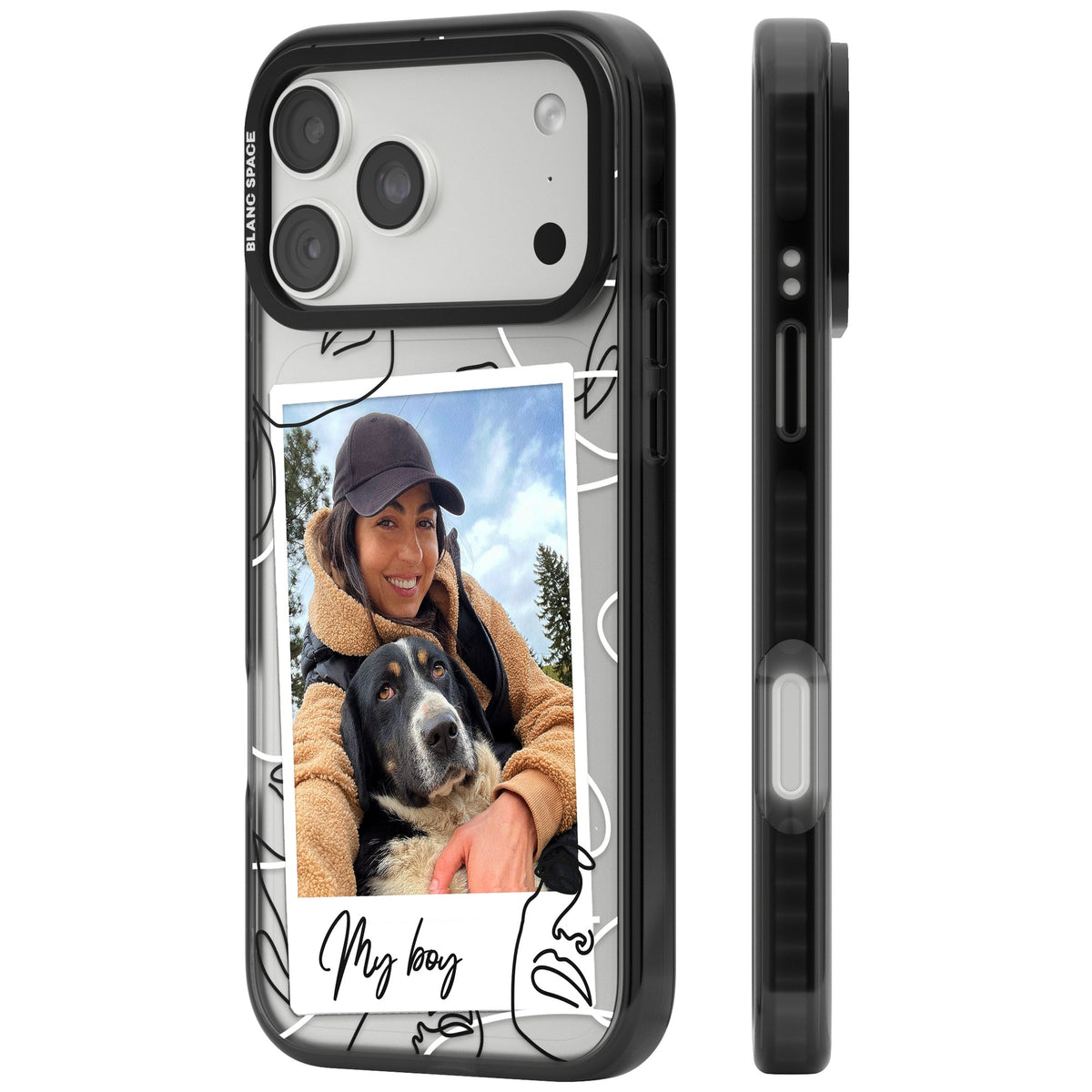 Personalised Abstract Faces Instant Photo iPhone 18 Pro Max Impact Pro Black Phone Case side