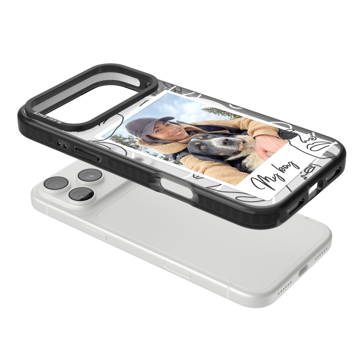 Personalised Abstract Faces Instant Photo iPhone 18 Pro Max Impact Pro Black Phone Case angled