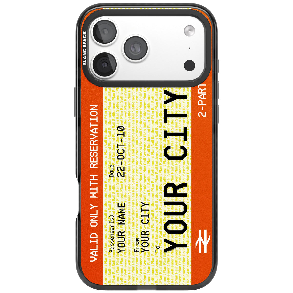 Personalised Create Your Own Train Ticket iPhone 18 Pro Max Impact Pro Black Phone Case front