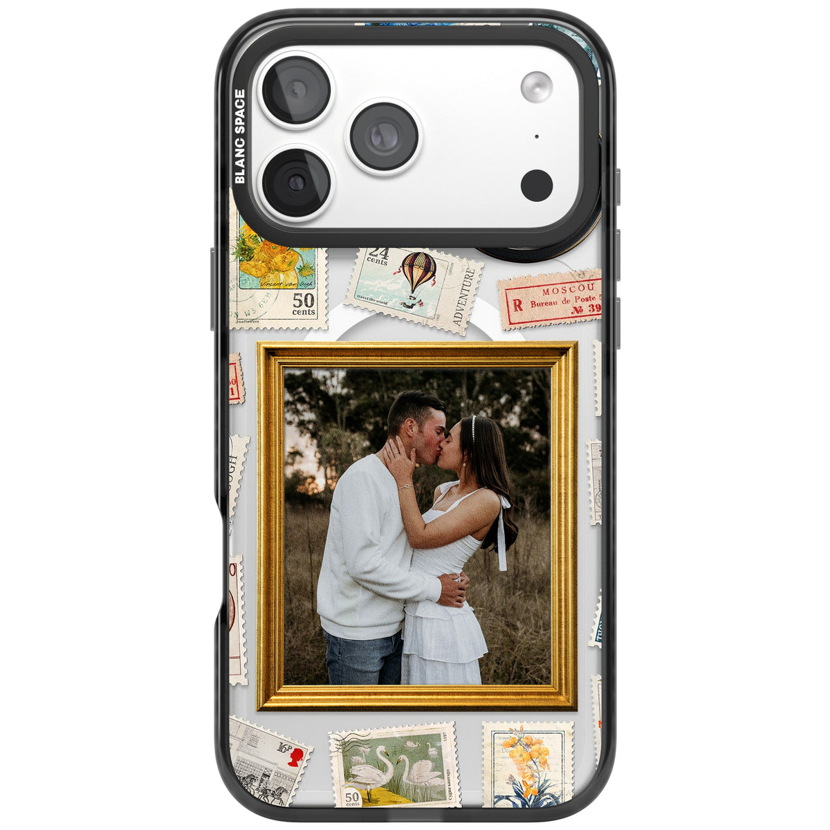 Personalised Vintage Photo Frame Collage iPhone 18 Pro Max Impact Pro Black Phone Case front