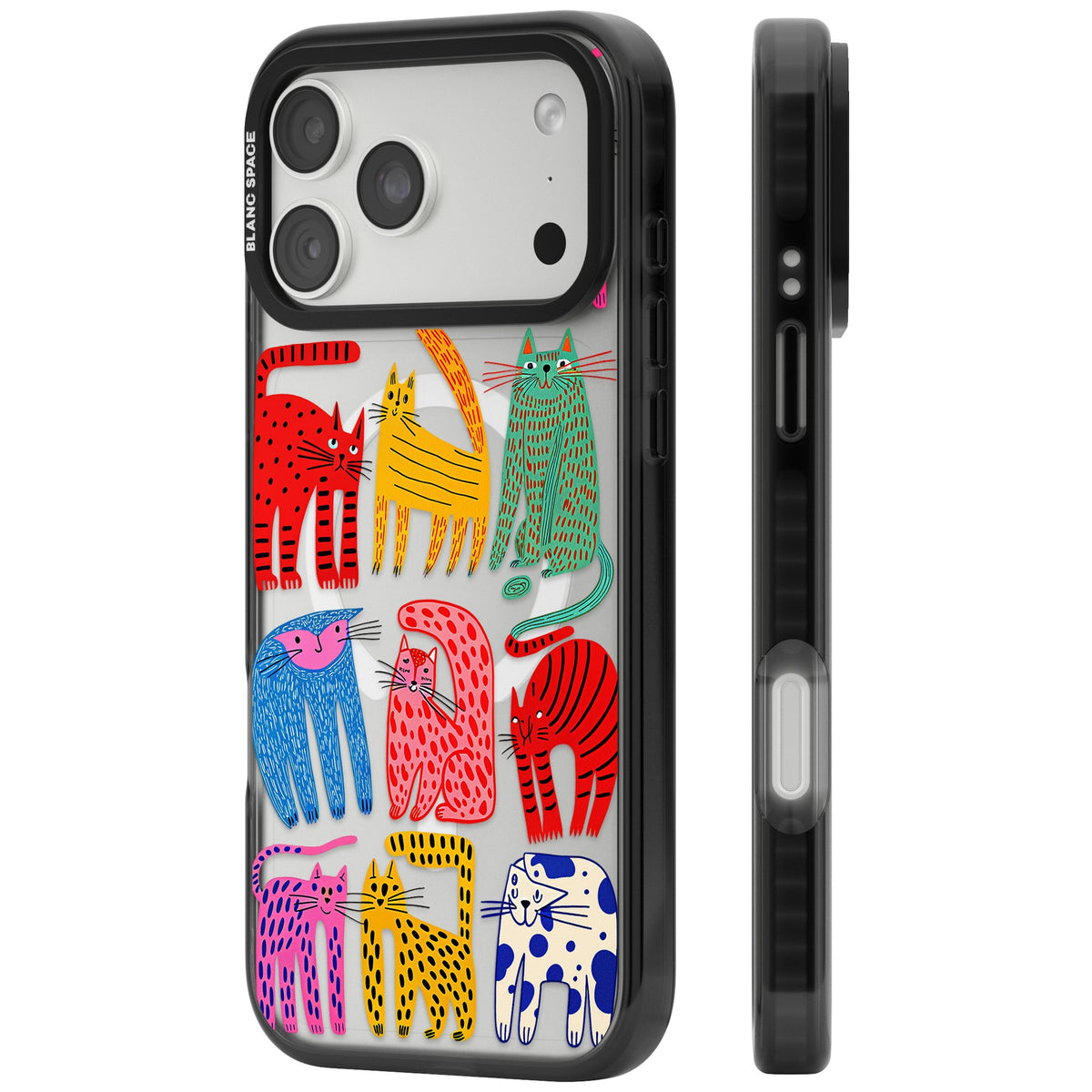 Abstract Cats iPhone 18 Pro Max Impact Pro Black Phone Case side