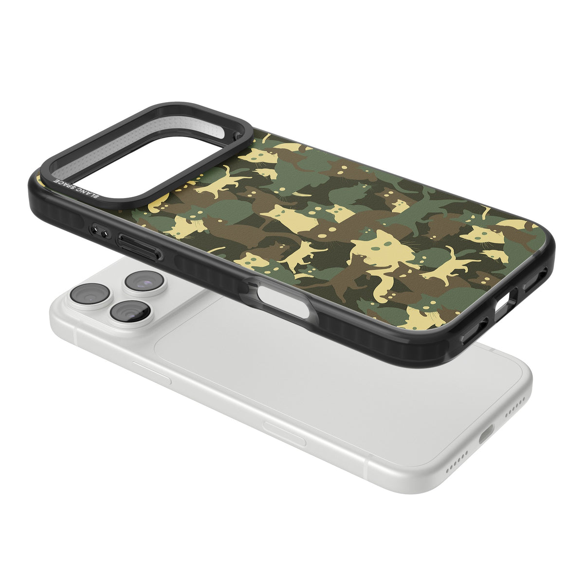 Forest Cat Camo iPhone 18 Pro Max Impact Pro Black Phone Case angled