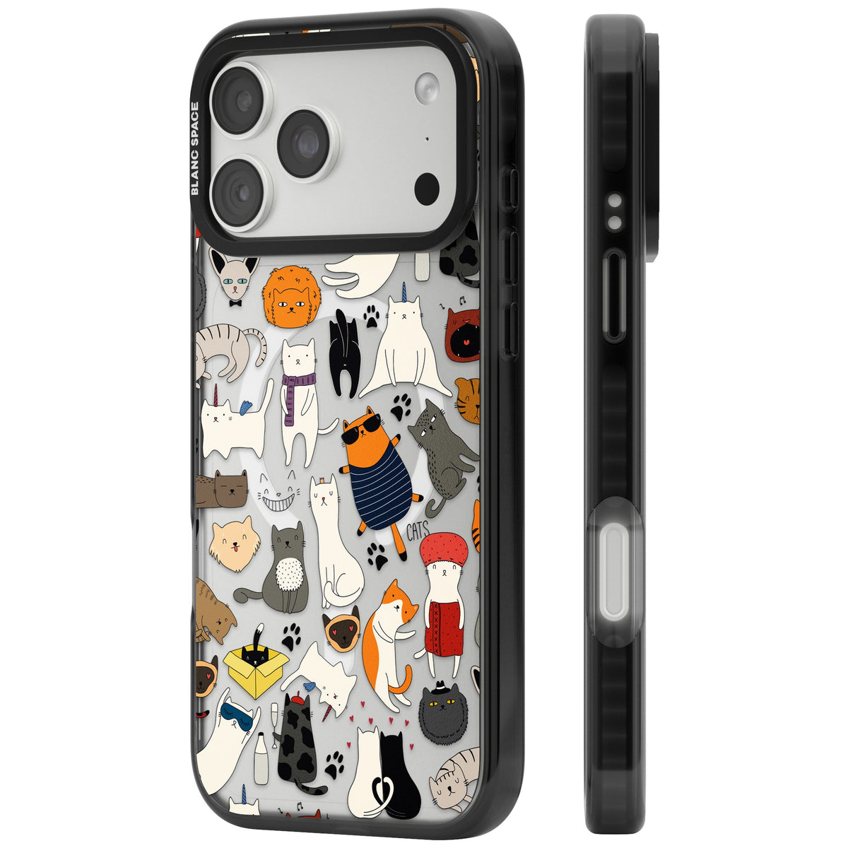 Cartoon Cats iPhone 18 Pro Max Impact Pro Black Phone Case side
