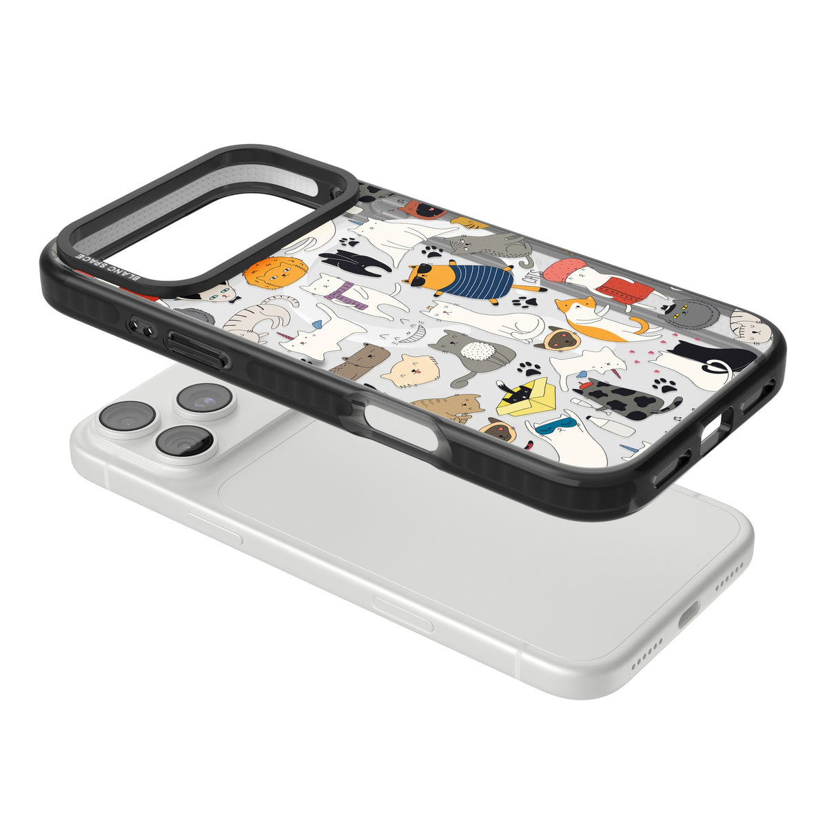 Cartoon Cats iPhone 18 Pro Max Impact Pro Black Phone Case angled