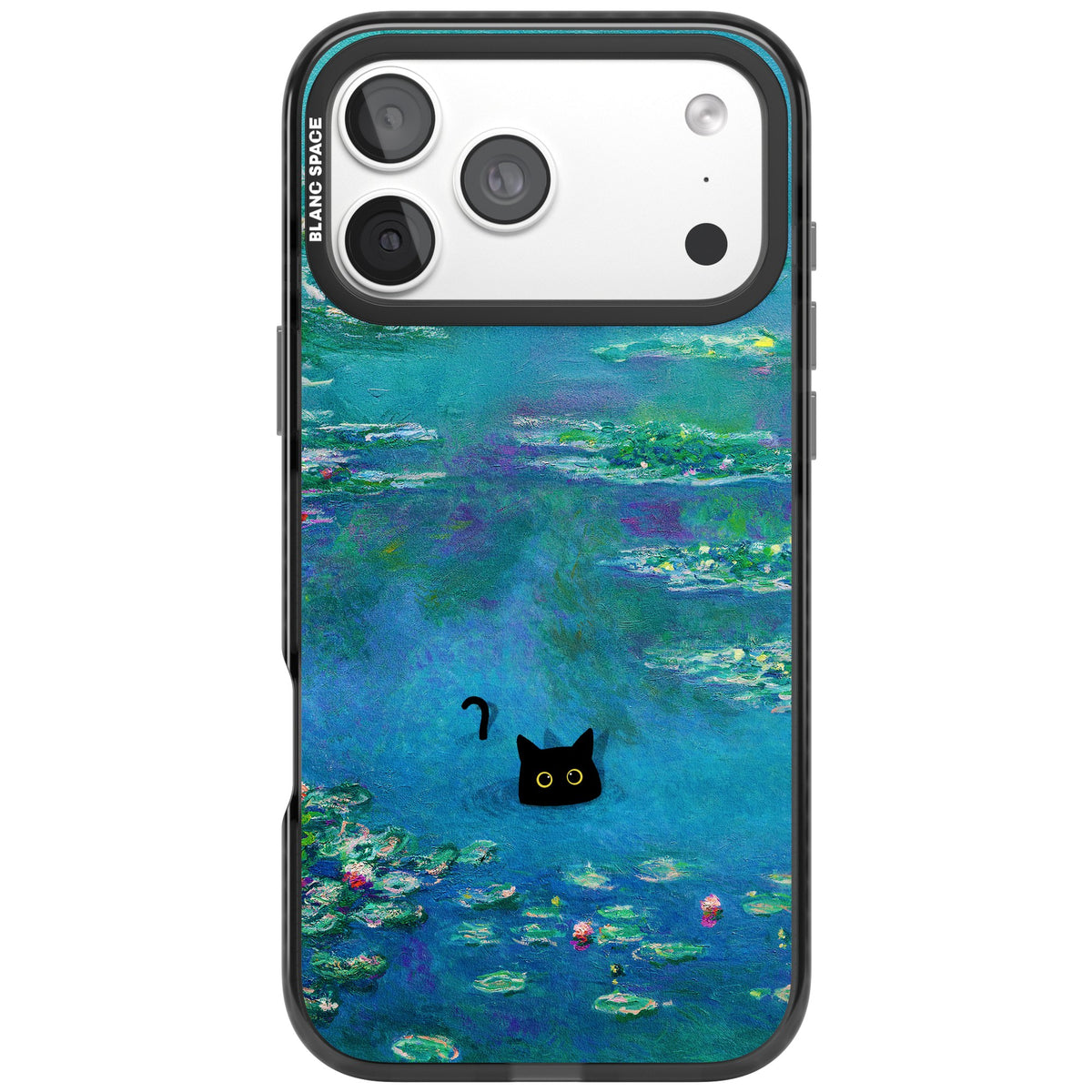 Cat in Monet's Water Lillies iPhone 18 Pro Max Impact Pro Black Phone Case front