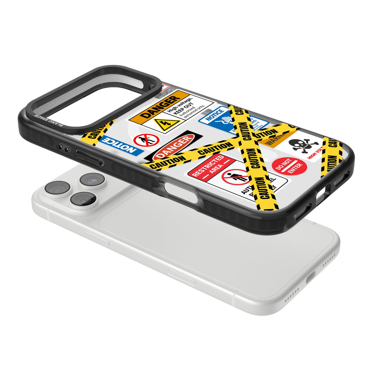Caution Sign iPhone 18 Pro Max Impact Pro Black Phone Case angled