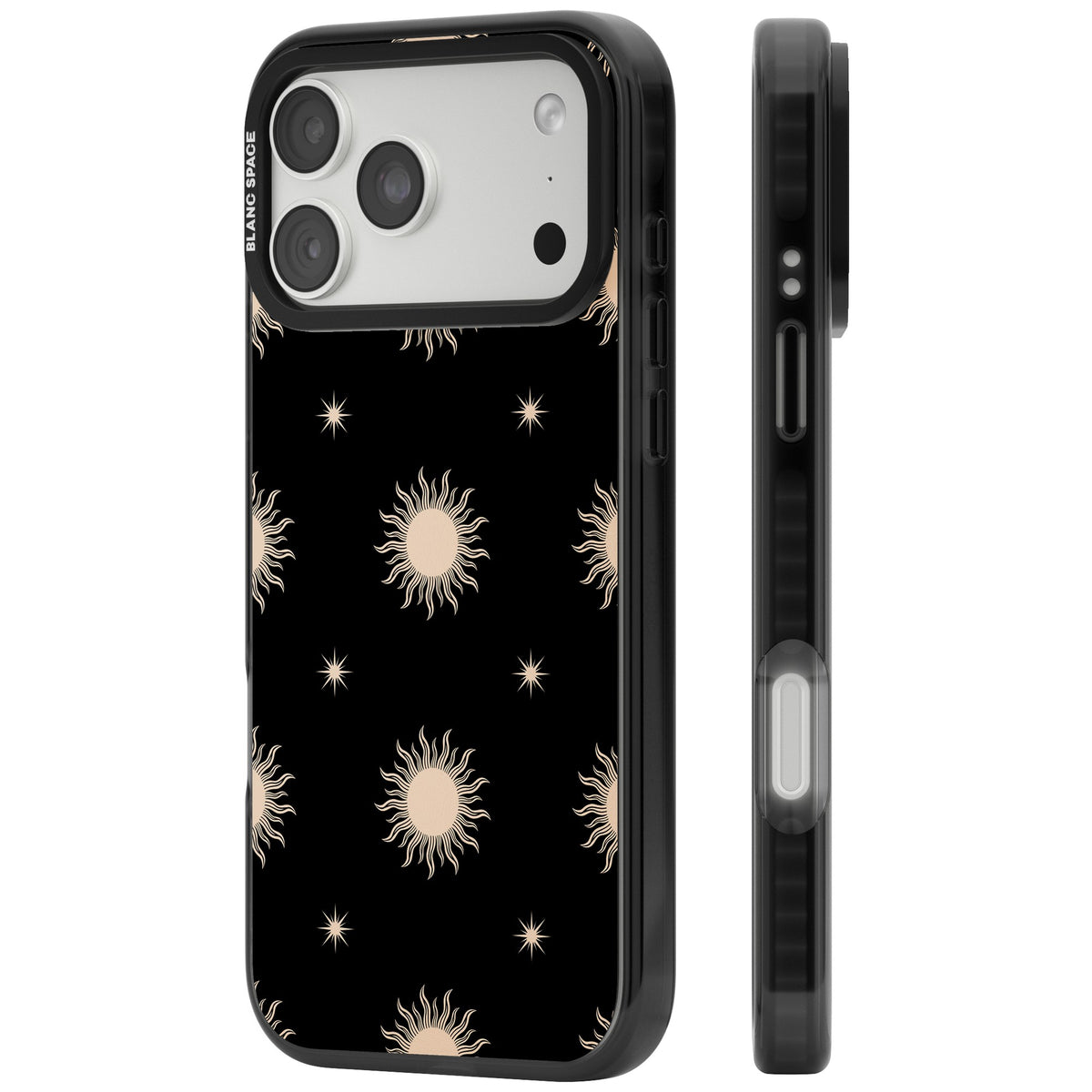 Celestial Patterns Classic Suns (Black) iPhone 18 Pro Max Impact Pro Black Phone Case side