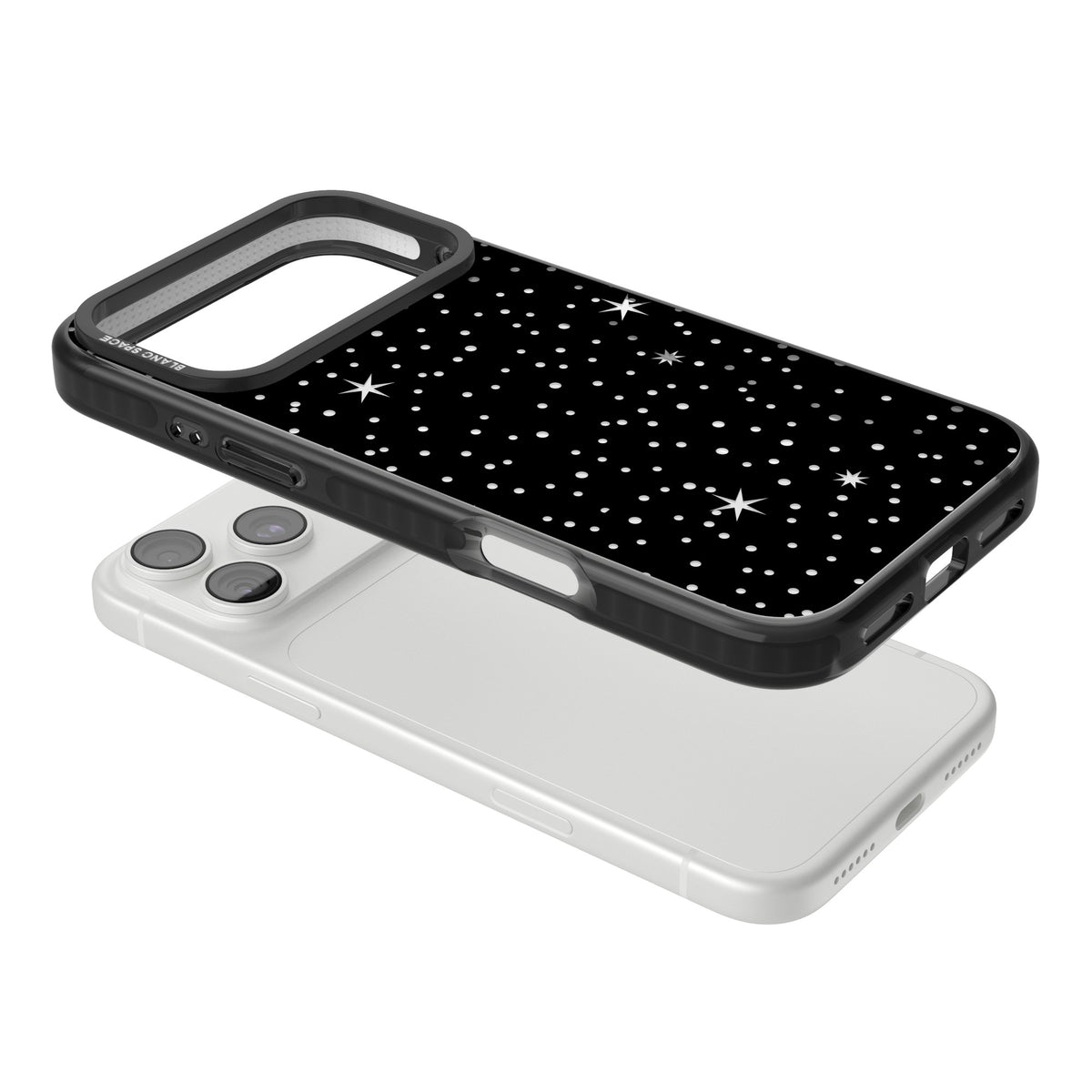 Celestial Cut Out Stars iPhone 18 Pro Max Impact Pro Black Phone Case angled
