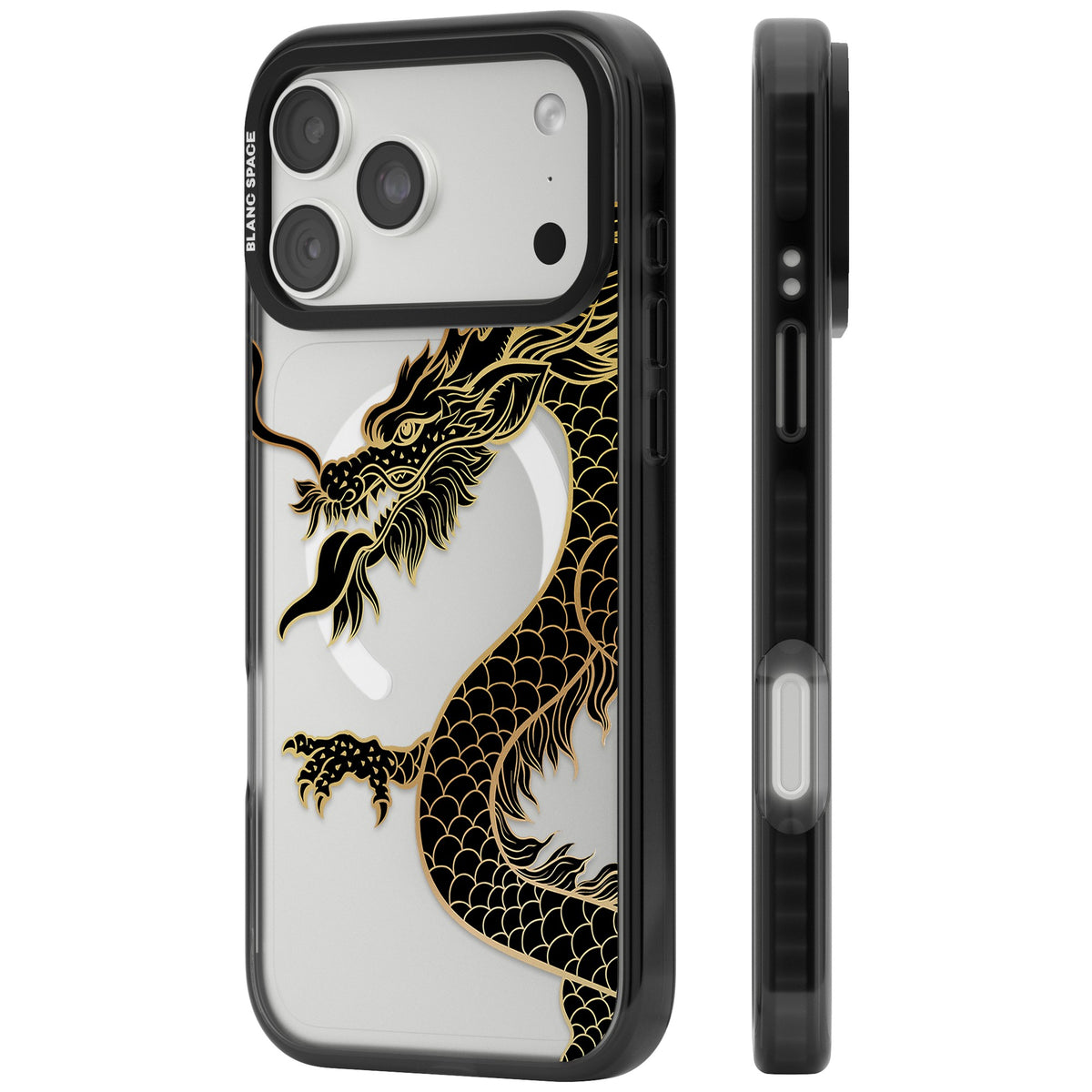 Large Black Dragon iPhone 18 Pro Max Impact Pro Black Phone Case side