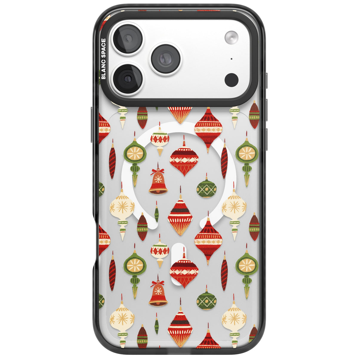 Christmas Baubles Pattern iPhone 18 Pro Max Impact Pro Black Phone Case front