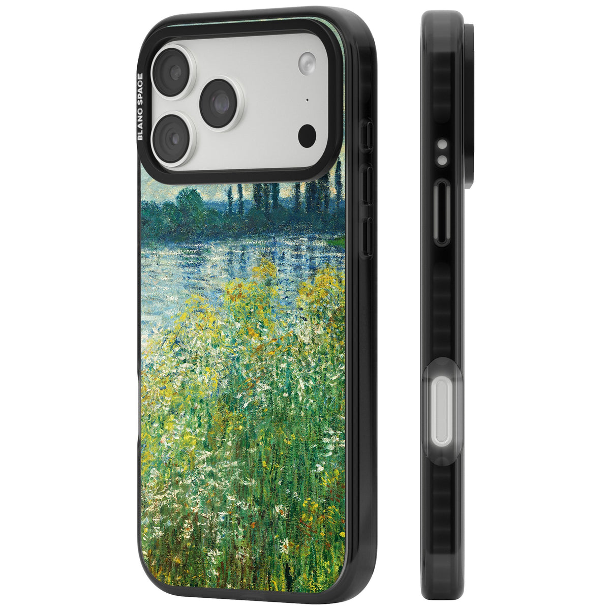 Banks Of The Seine By Claude Monet iPhone 18 Pro Max Impact Pro Black Phone Case side