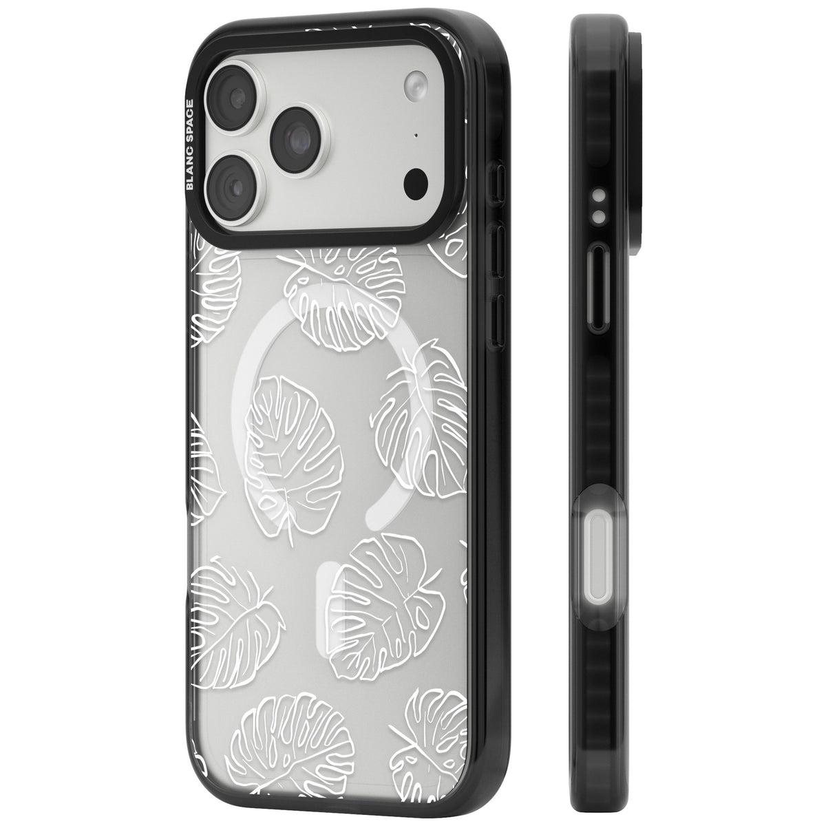 Monstera Outline iPhone 18 Pro Max Impact Pro Black Phone Case side