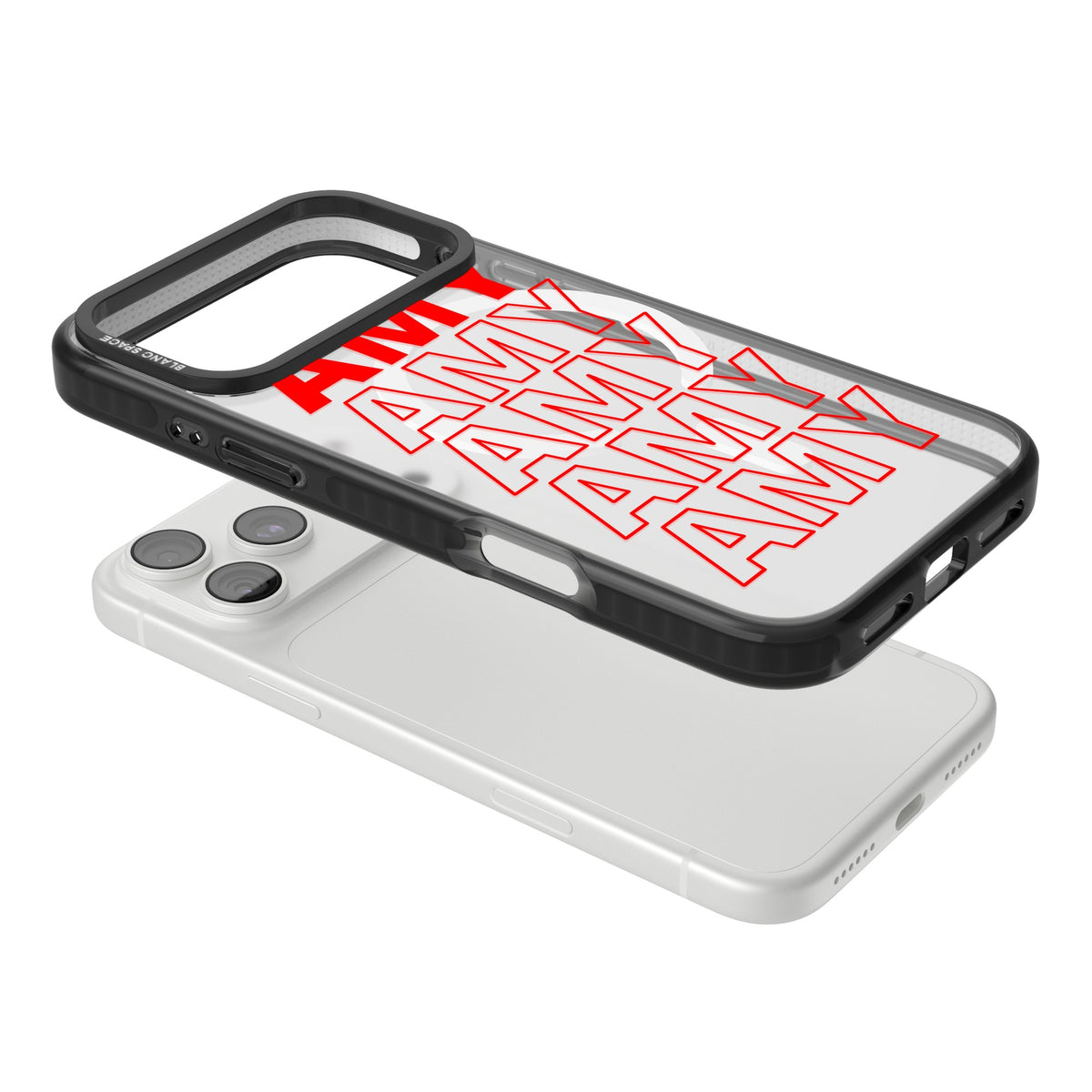 Personalised Bold Name Repeat iPhone 18 Pro Max Impact Pro Black Phone Case angled