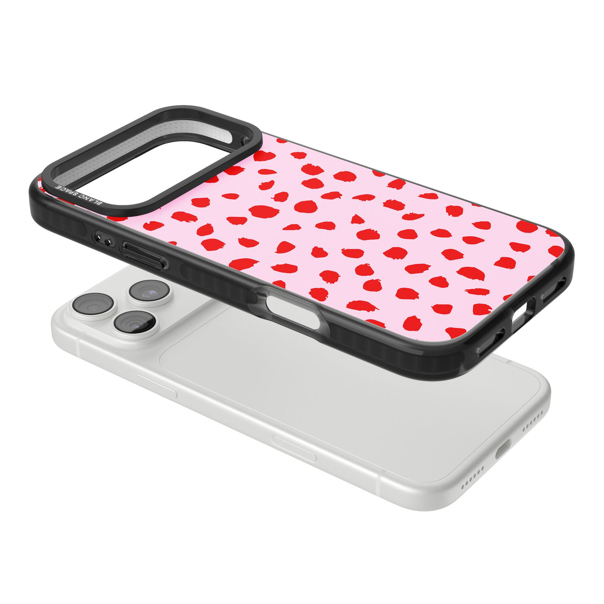 Rouge Confetti iPhone 18 Pro Max Impact Pro Black Phone Case angled