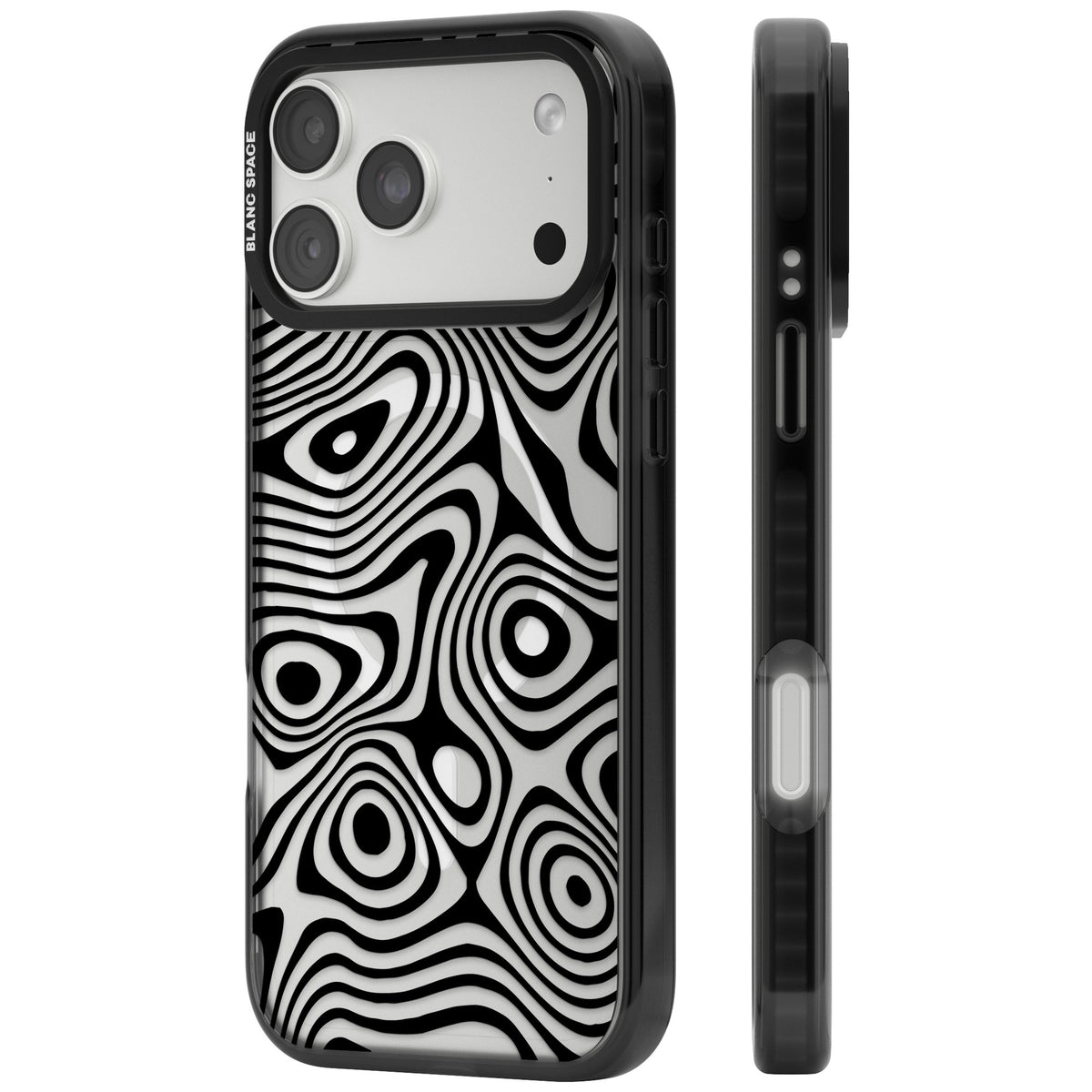 Dark Topographic Map iPhone 18 Pro Max Impact Pro Black Phone Case side