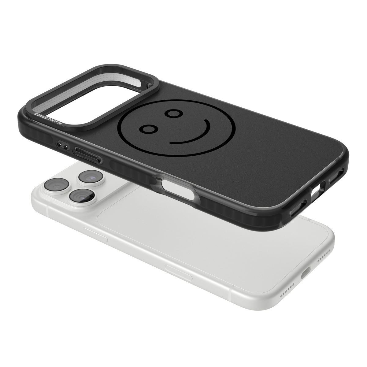Dark Smiley Face iPhone 18 Pro Max Impact Pro Black Phone Case angled