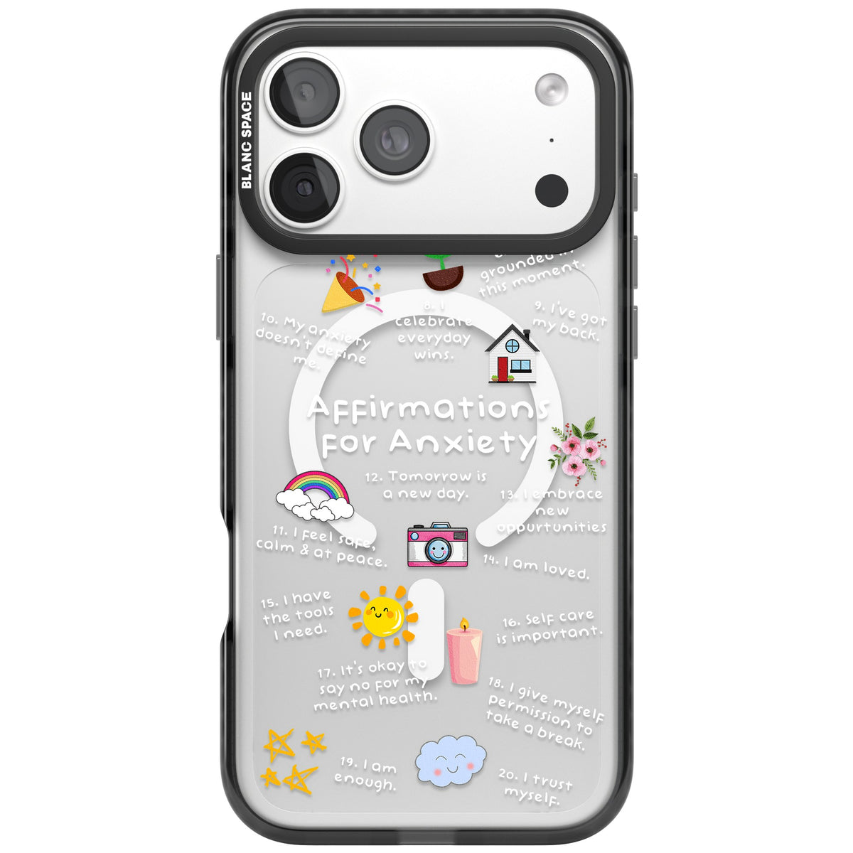 Anxiety White Text iPhone 18 Pro Max Impact Pro Black Phone Case front