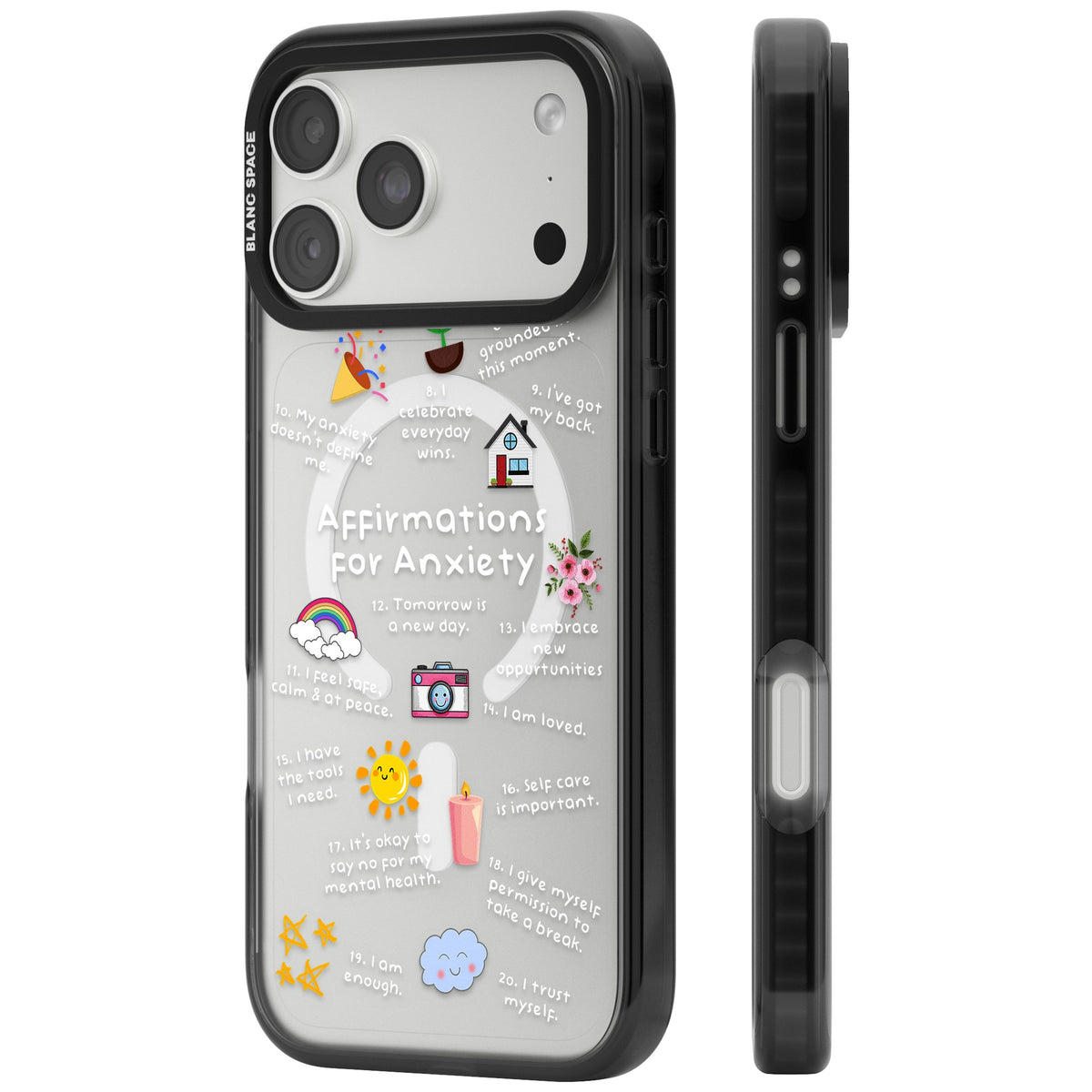 Anxiety White Text iPhone 18 Pro Max Impact Pro Black Phone Case side