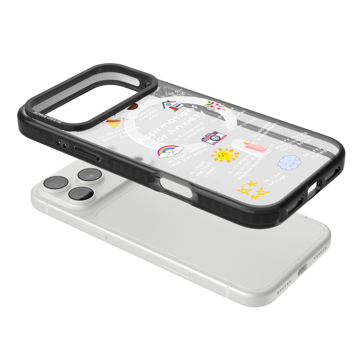 Anxiety White Text iPhone 18 Pro Max Impact Pro Black Phone Case angled