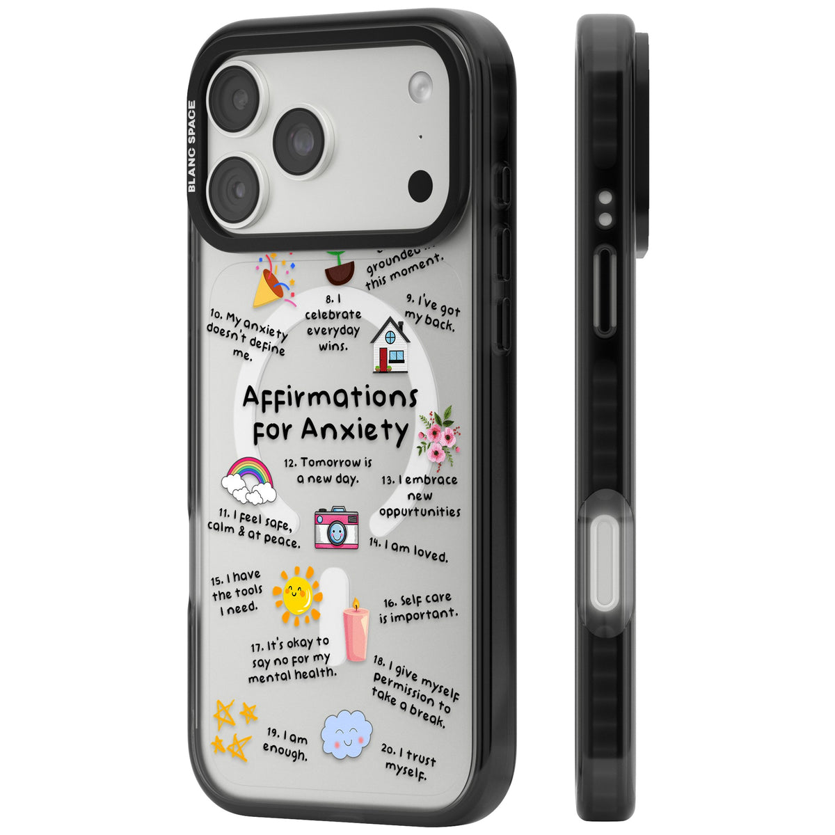Anxiety Reminders (Black) iPhone 18 Pro Max Impact Pro Black Phone Case side