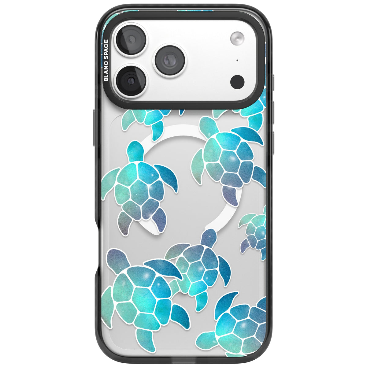 Aqua Space Turtles iPhone 18 Pro Max Impact Pro Black Phone Case front