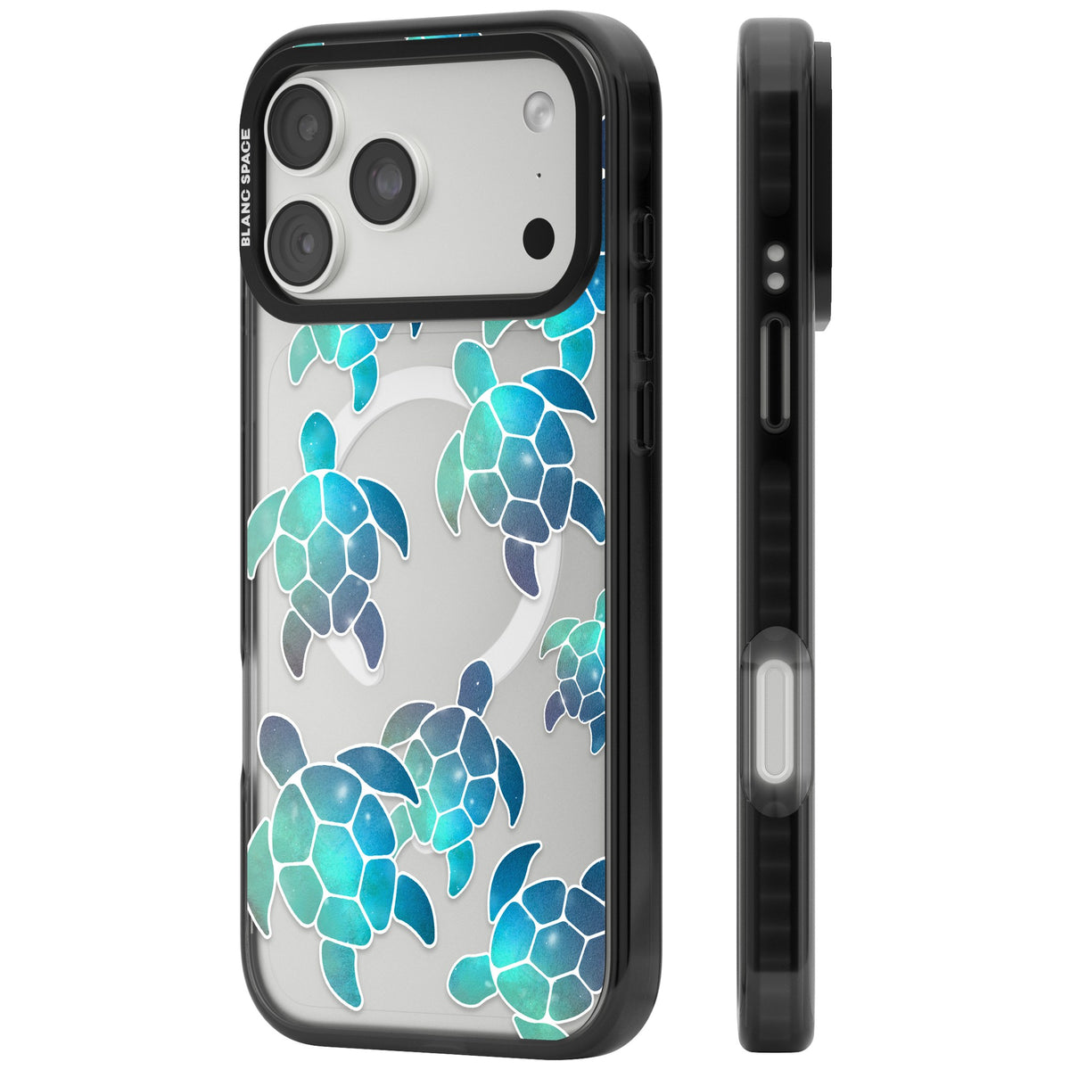 Aqua Space Turtles iPhone 18 Pro Max Impact Pro Black Phone Case side
