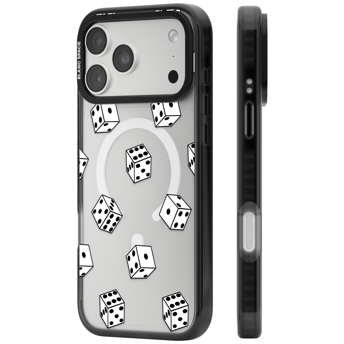 Clear Dice Pattern iPhone 18 Pro Max Impact Pro Black Phone Case side