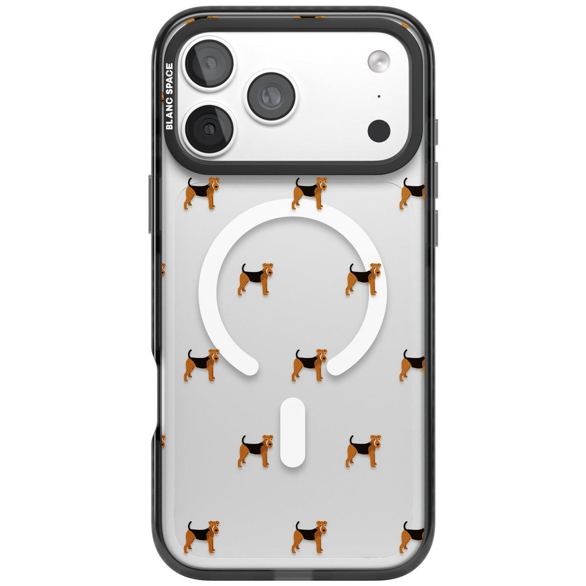 Airedale Terrier Dog Pattern iPhone 18 Pro Max Impact Pro Black Phone Case front
