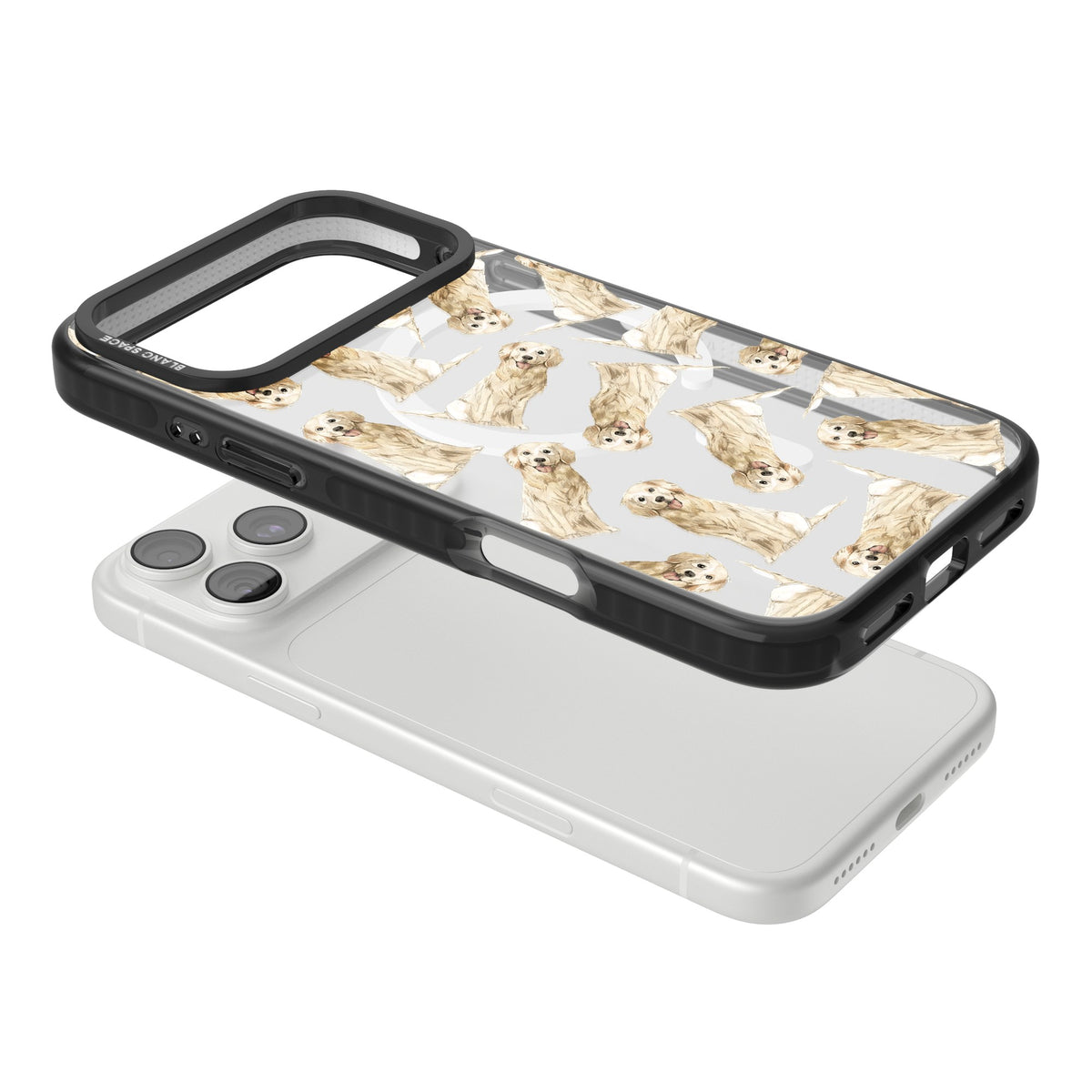 Golden Retriever Watercolor Pattern iPhone 18 Pro Max Impact Pro Black Phone Case angled