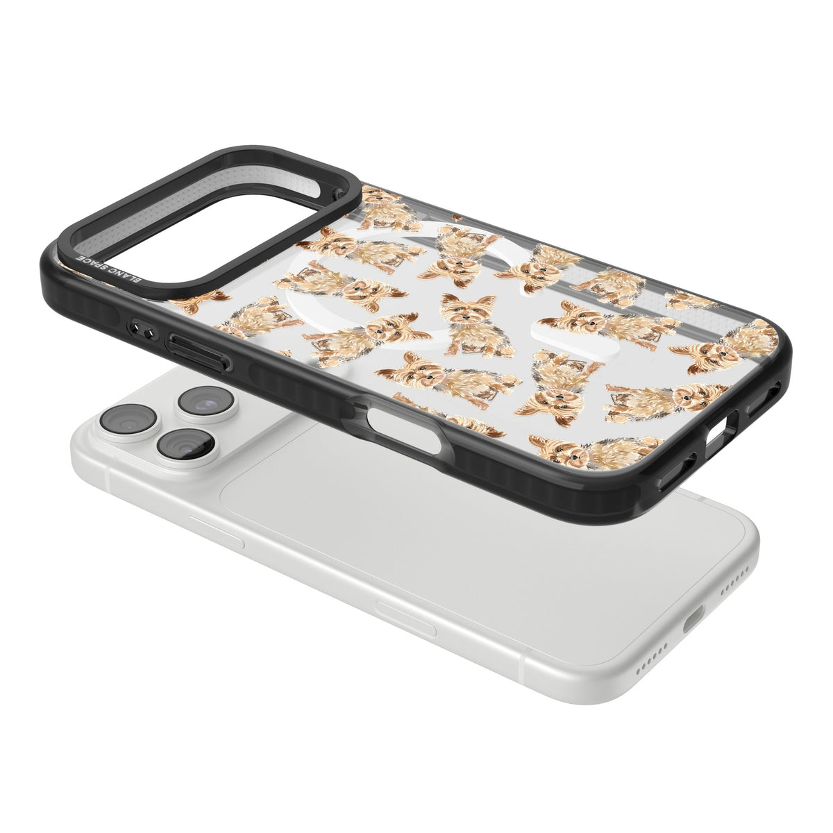Yorkshire Terrier Dog Pattern iPhone 18 Pro Max Impact Pro Black Phone Case angled