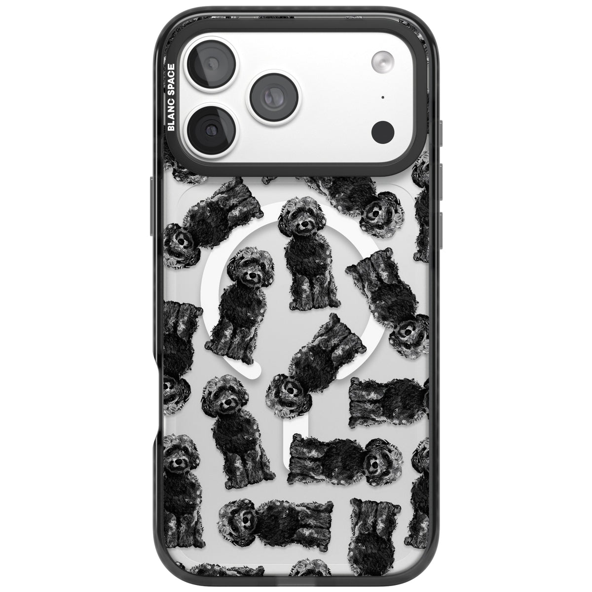 Black Cockapoo Watercolor iPhone 18 Pro Max Impact Pro Black Phone Case front