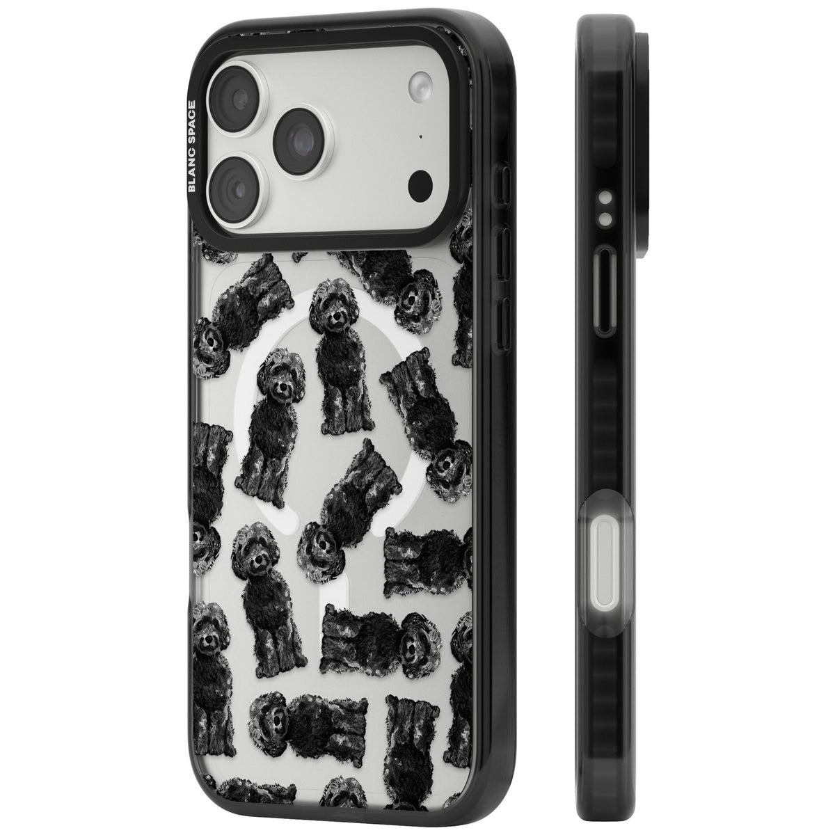 Black Cockapoo Watercolor iPhone 18 Pro Max Impact Pro Black Phone Case side
