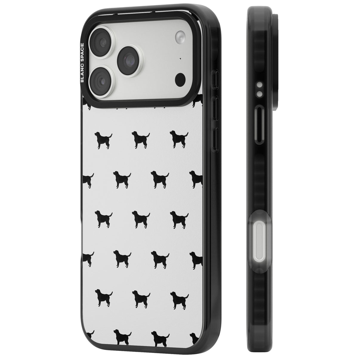 Black Labrador Spot Pattern iPhone 18 Pro Max Impact Pro Black Phone Case side