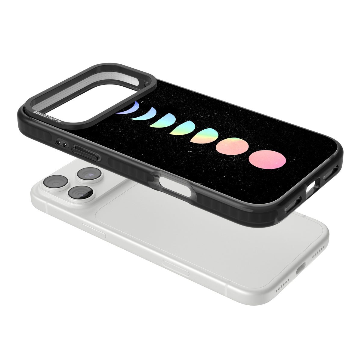 Pastel Moon Phases iPhone 18 Pro Max Impact Pro Black Phone Case angled