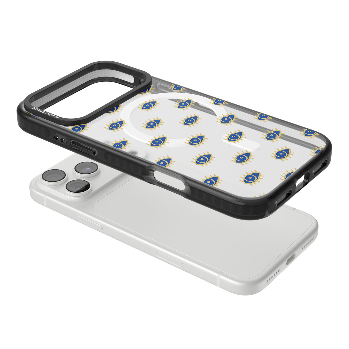 Psychedelic Eyes Pattern Classic iPhone 18 Pro Max Impact Pro Black Phone Case angled