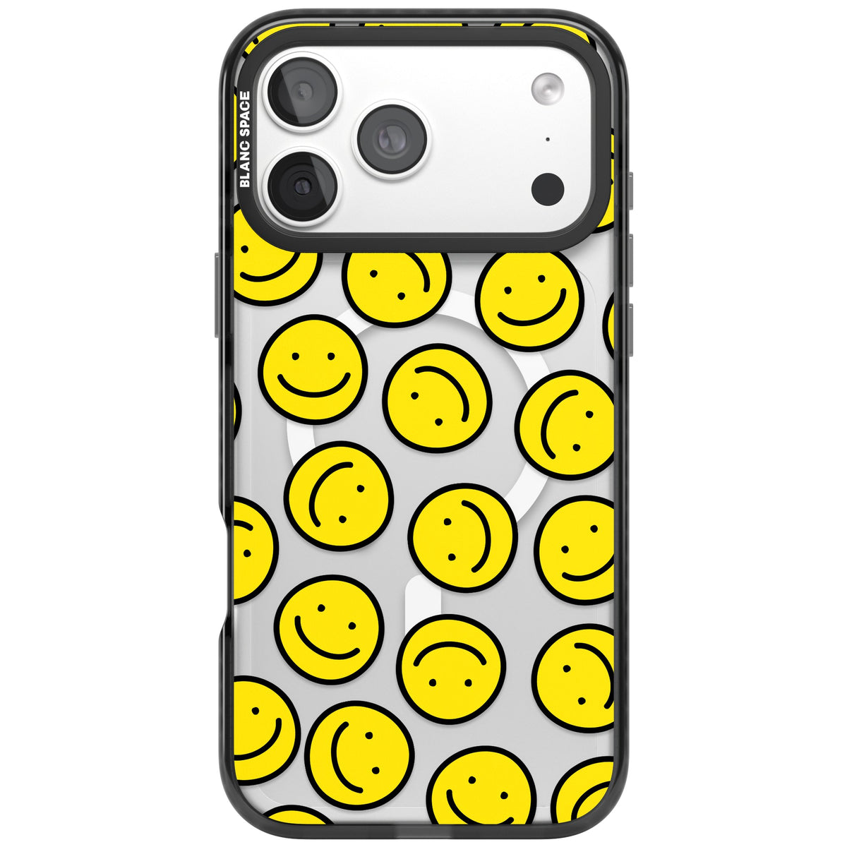 Smiley Face Pattern iPhone 18 Pro Max Impact Pro Black Phone Case front