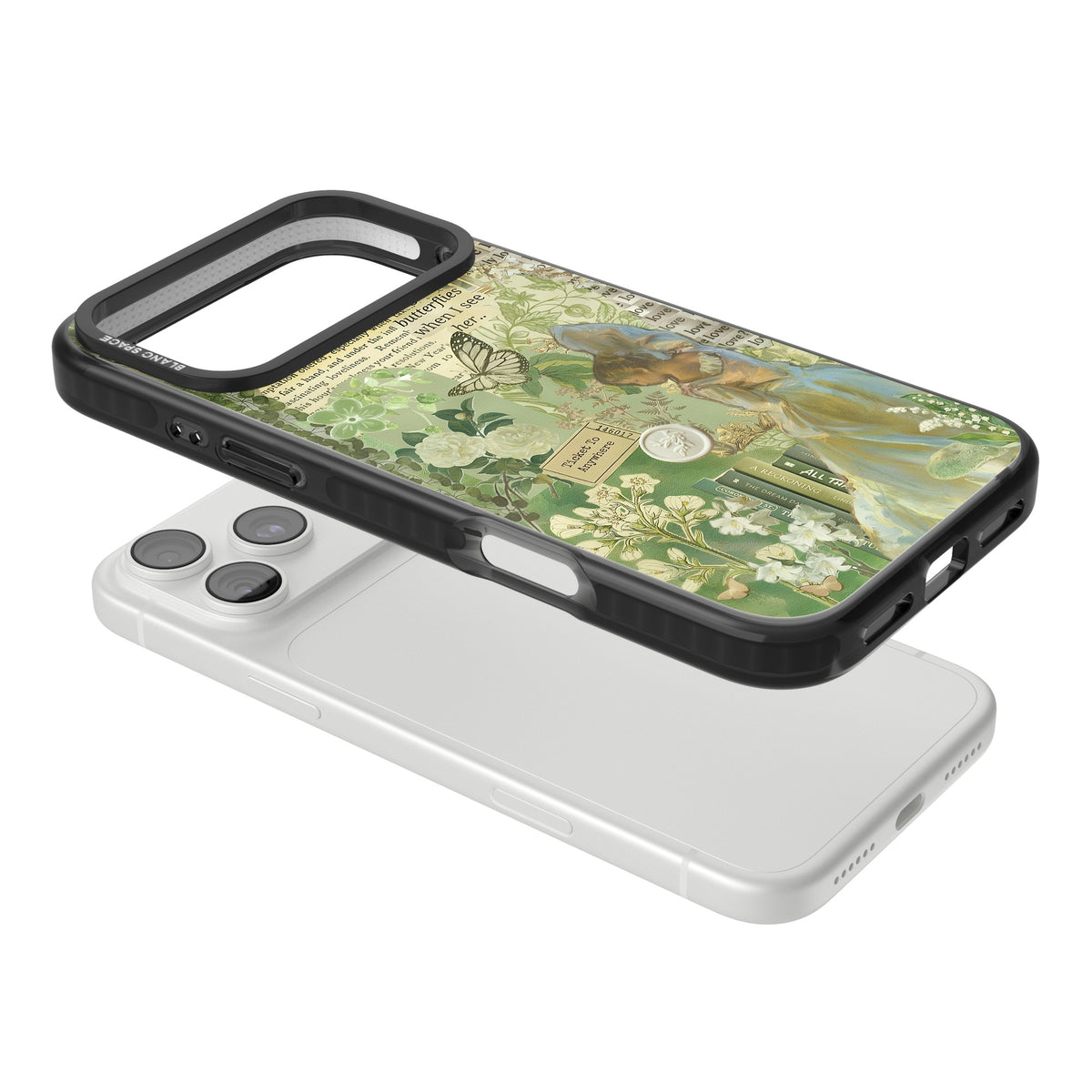 Vintage Green Fairy iPhone 18 Pro Max Impact Pro Black Phone Case angled