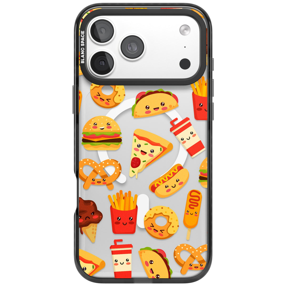 Fast Food Patterns Kawaii Fast Food Mix iPhone 18 Pro Max Impact Pro Black Phone Case front