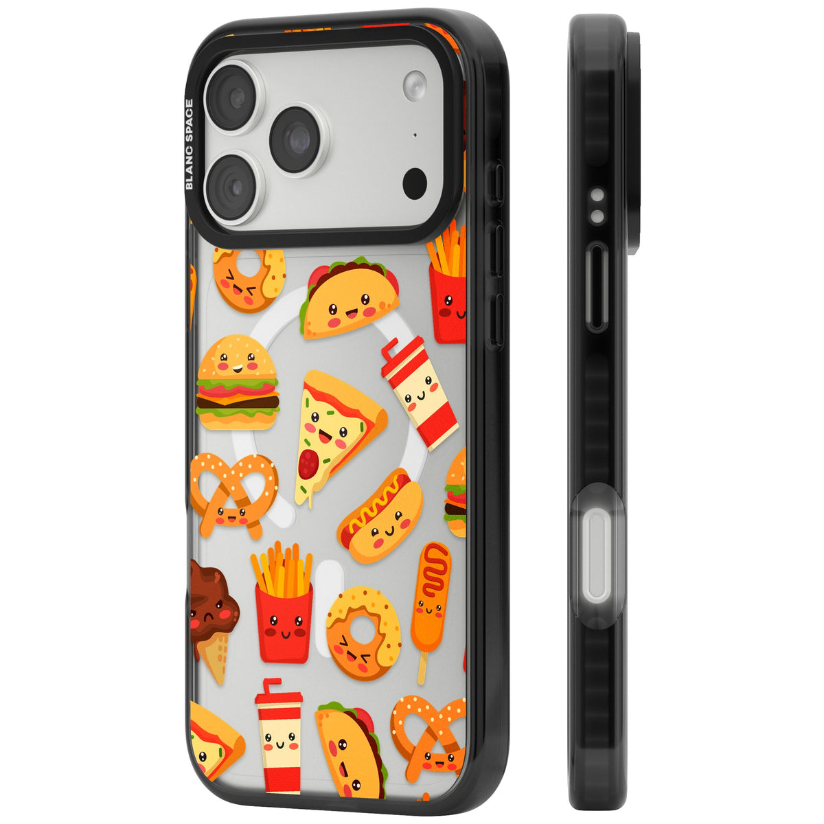 Fast Food Patterns Kawaii Fast Food Mix iPhone 18 Pro Max Impact Pro Black Phone Case side