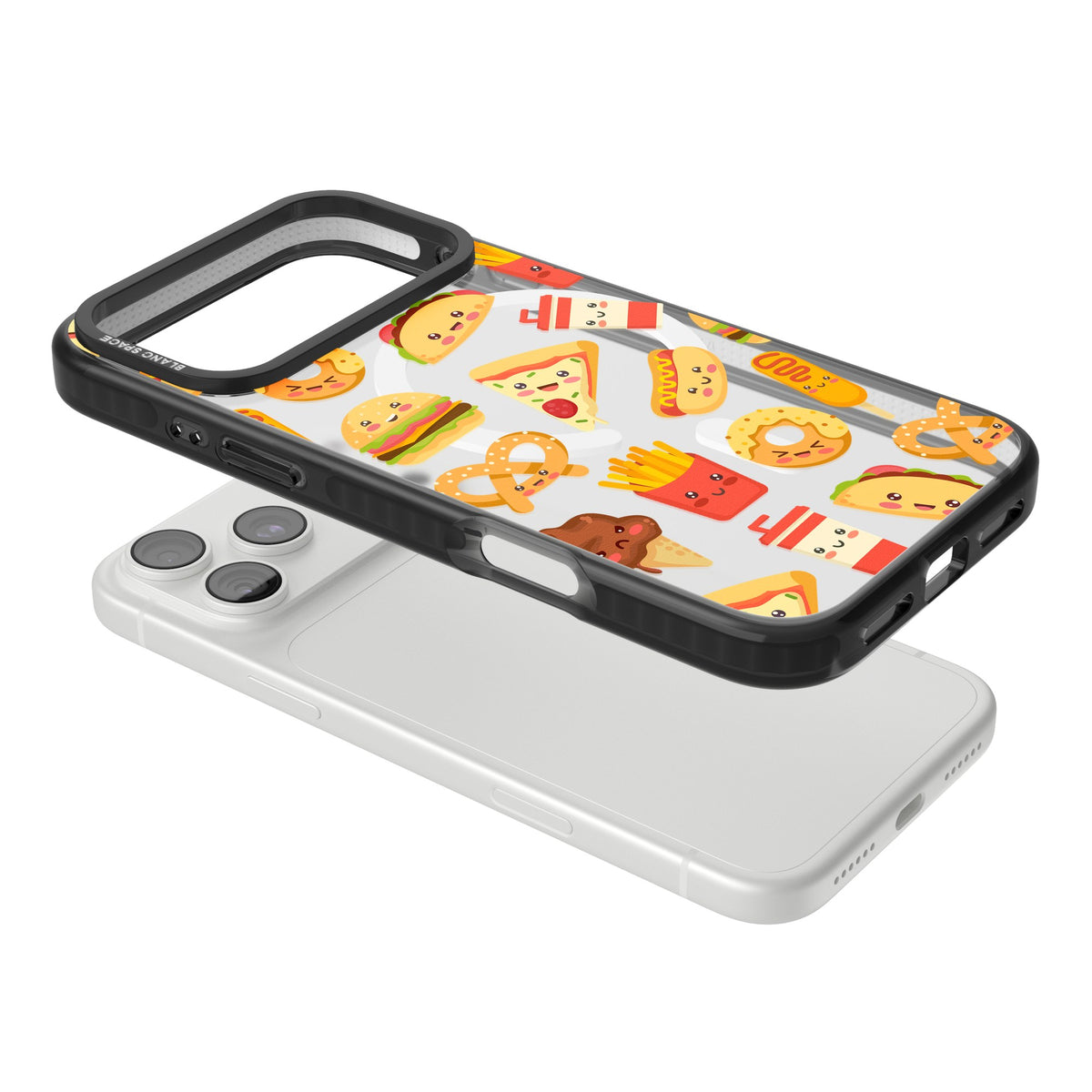 Fast Food Patterns Kawaii Fast Food Mix iPhone 18 Pro Max Impact Pro Black Phone Case angled