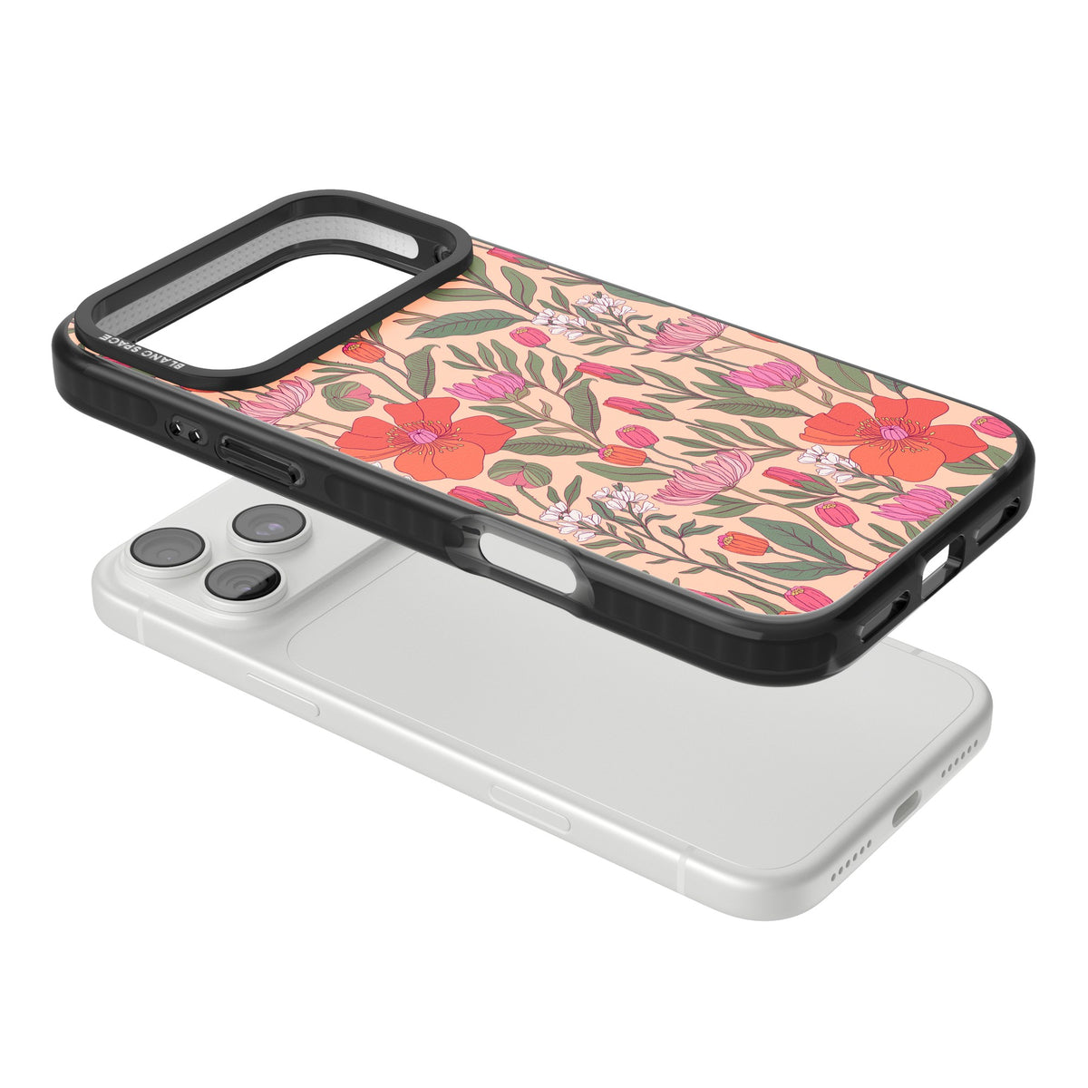Coral Meadow iPhone 18 Pro Max Impact Pro Black Phone Case angled