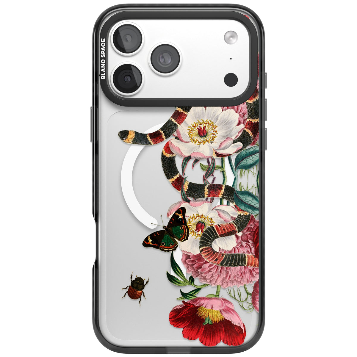 Floral Snake iPhone 18 Pro Max Impact Pro Black Phone Case front