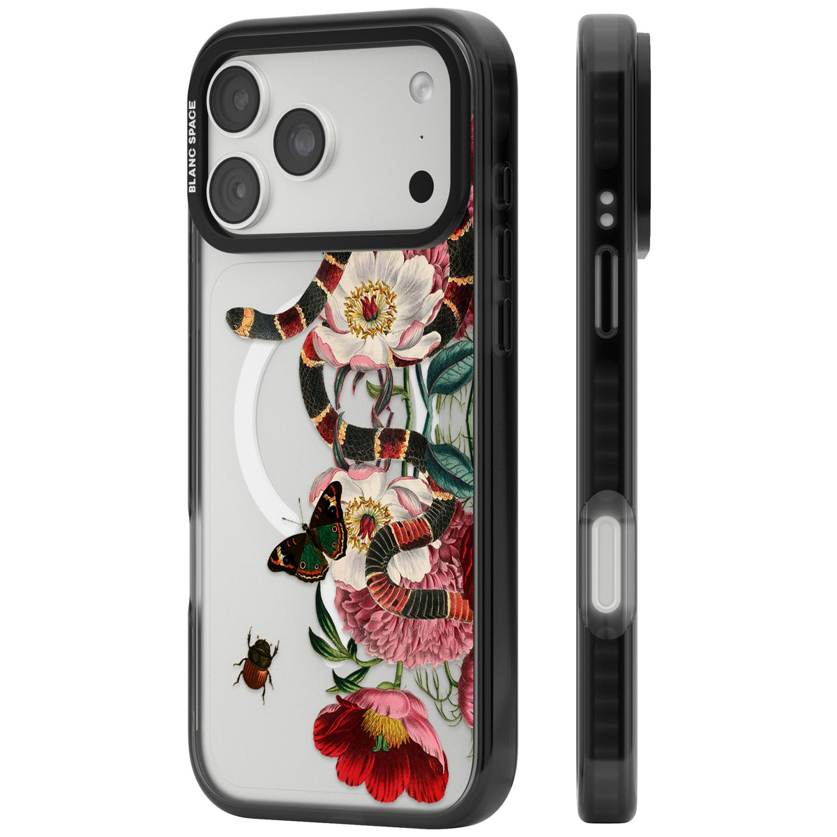 Floral Snake iPhone 18 Pro Max Impact Pro Black Phone Case side