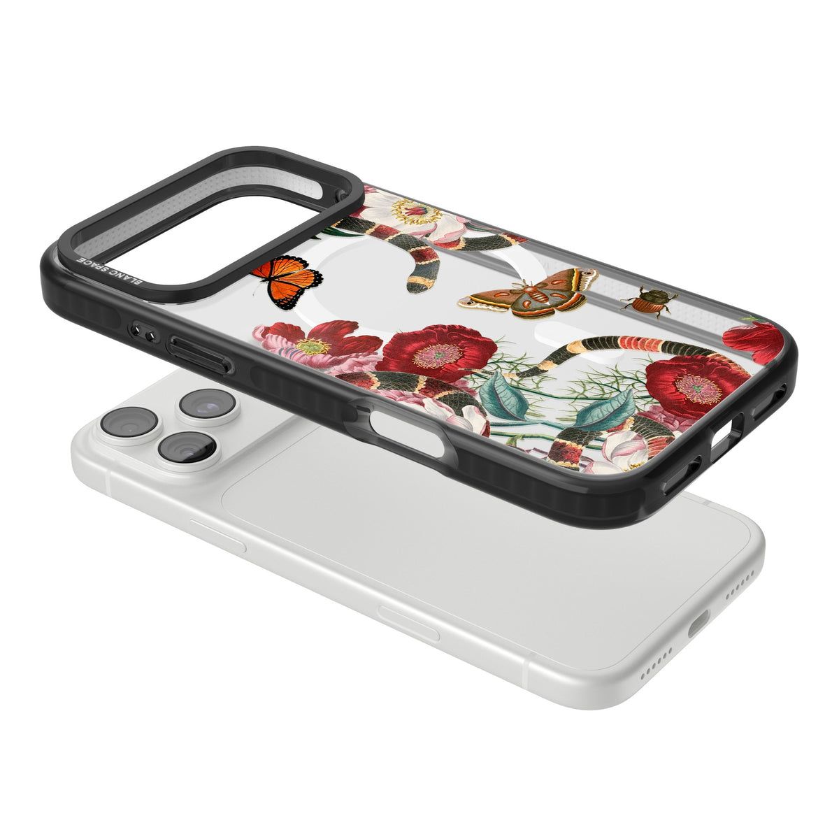 Botanical Snake iPhone 18 Pro Max Impact Pro Black Phone Case angled