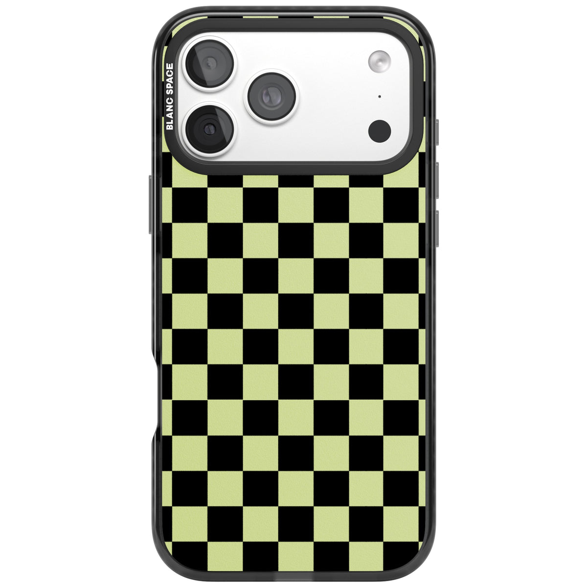 Black & Lime Check iPhone 18 Pro Max Impact Pro Black Phone Case front
