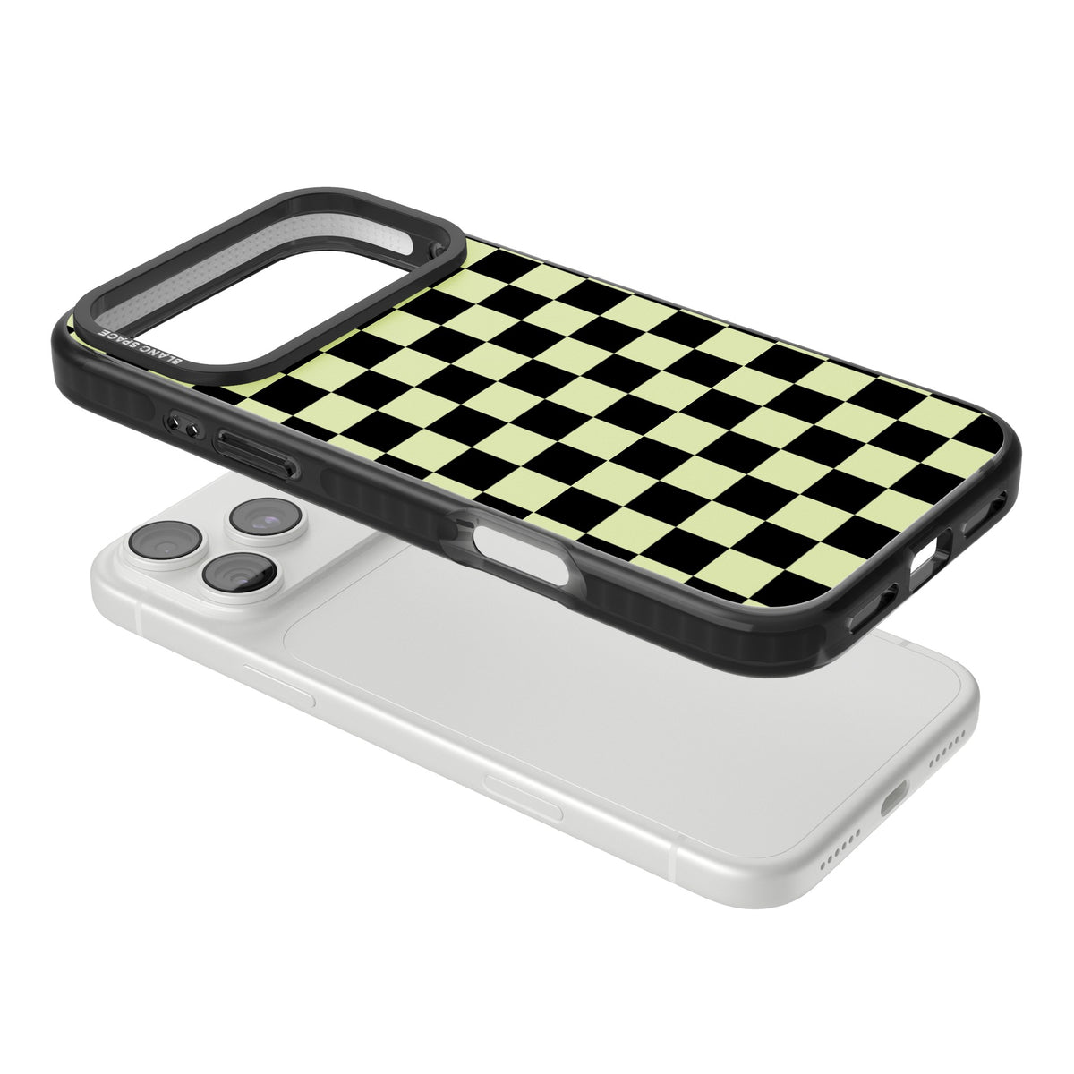 Black & Lime Check iPhone 18 Pro Max Impact Pro Black Phone Case angled