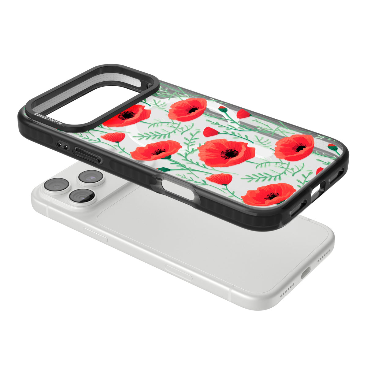 Poppy Garden iPhone 18 Pro Max Impact Pro Black Phone Case angled