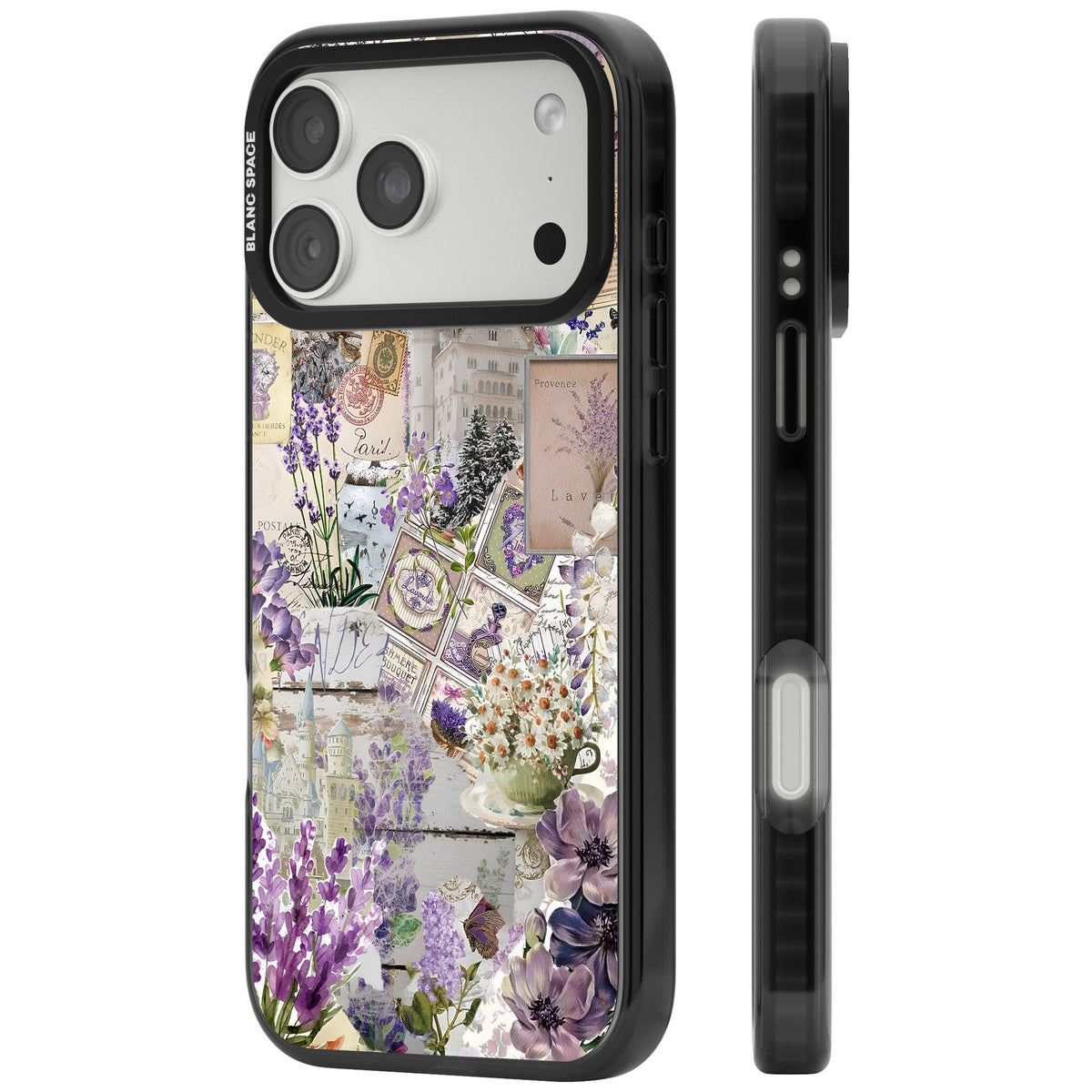 Soft Lavender Collage iPhone 18 Pro Max Impact Pro Black Phone Case side
