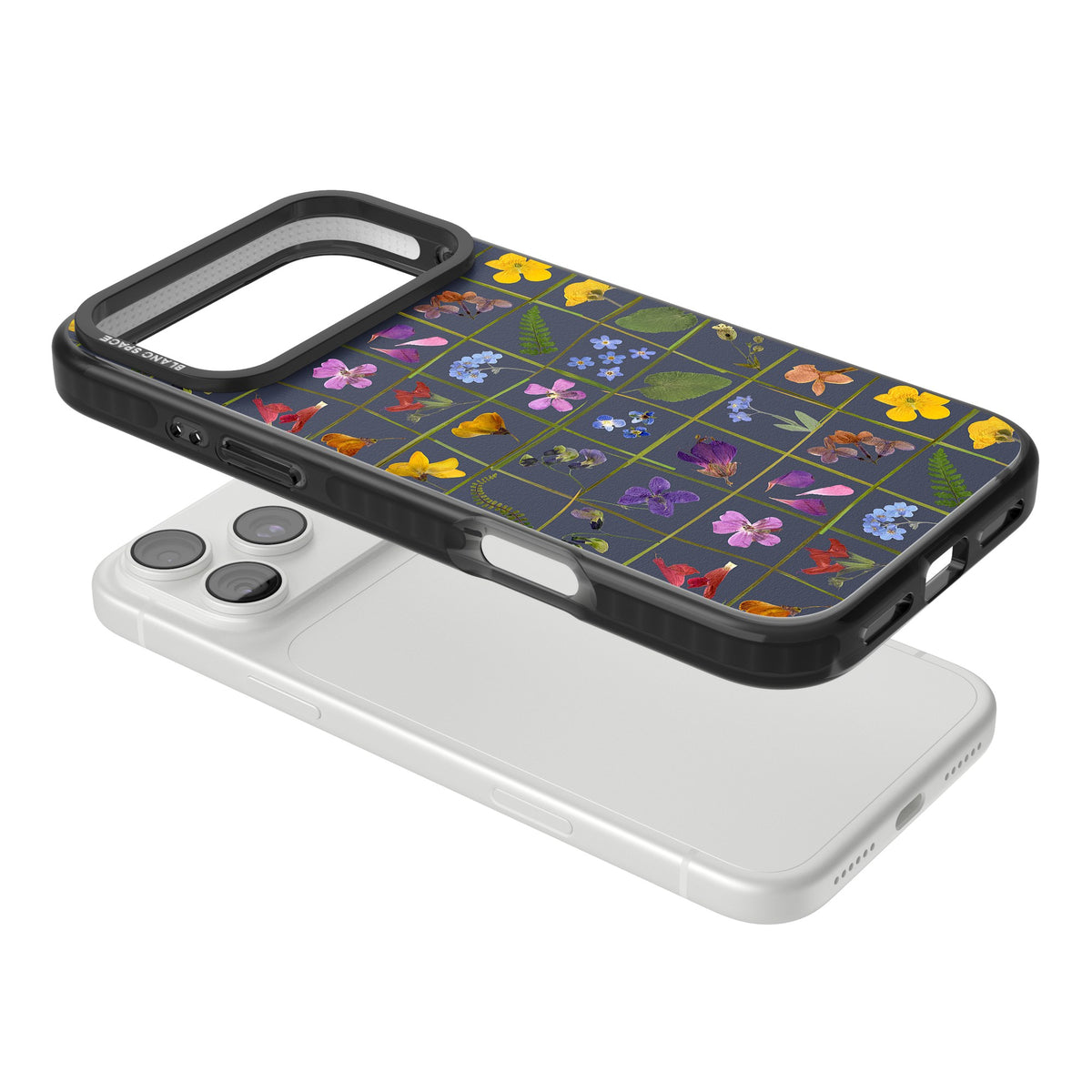 Wildflower Grid iPhone 18 Pro Max Impact Pro Black Phone Case angled